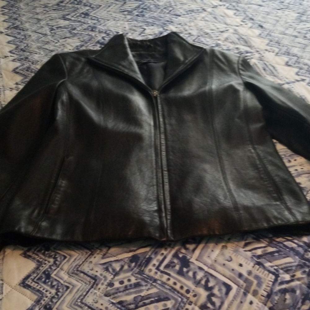 Cole brook black leather jacket